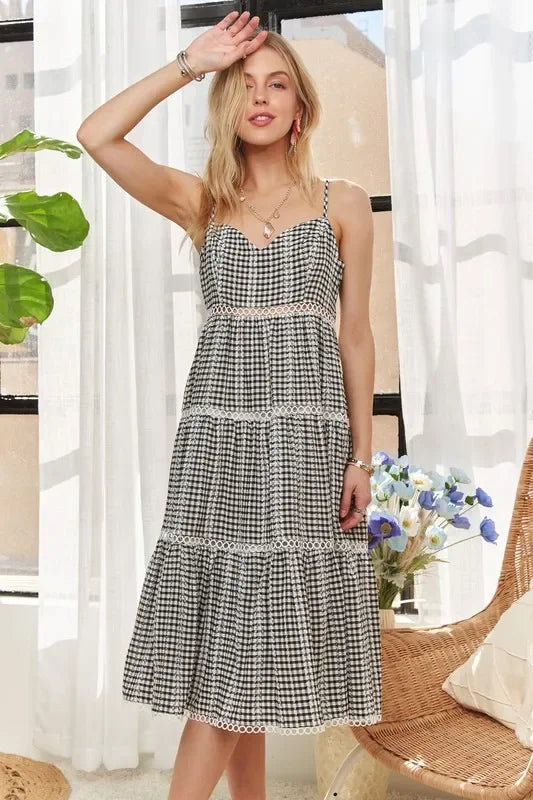 Gingham Detail Washed Dress - Eva's Edition