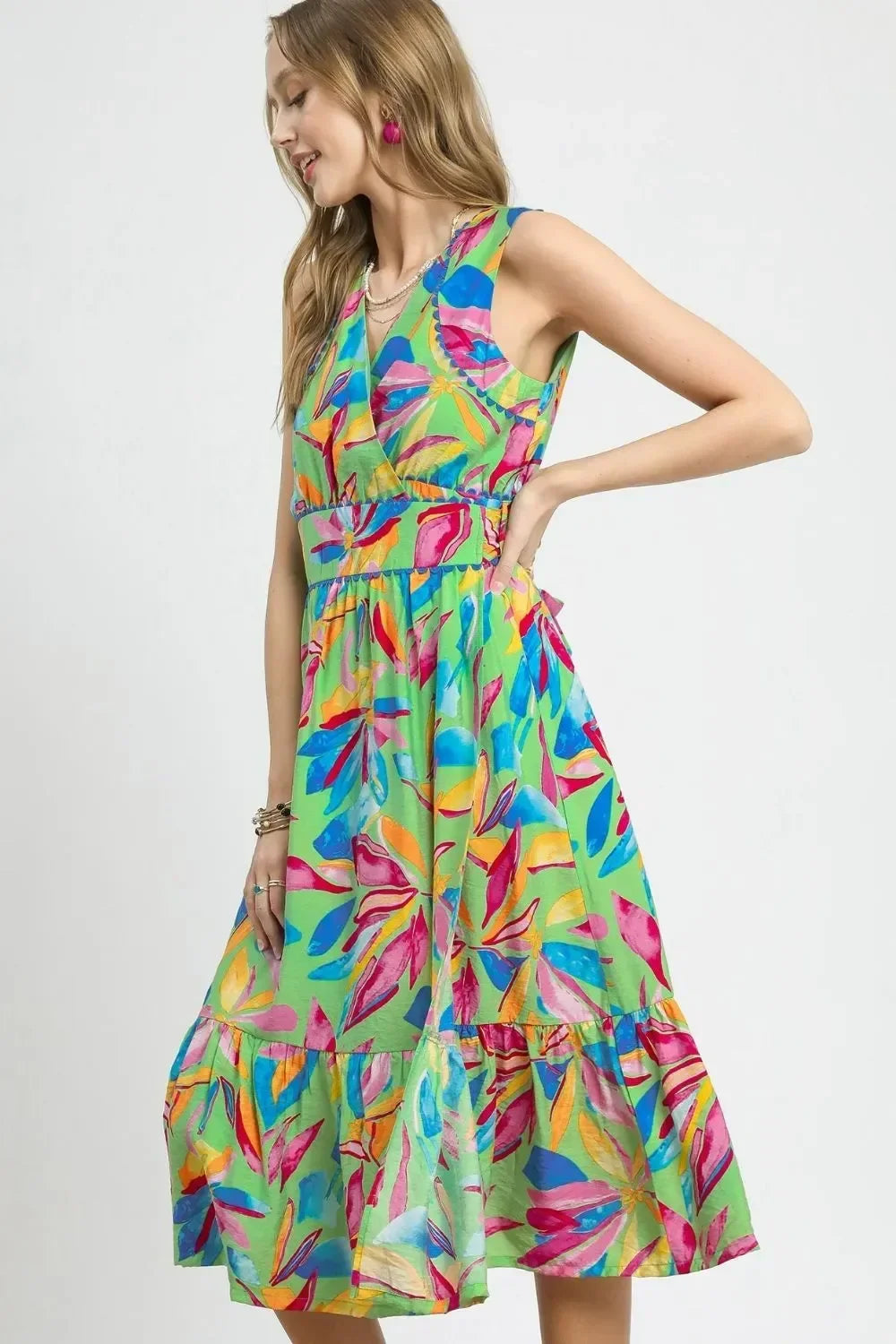 Printed Sleeveless Midi Dress - Eva's Edition