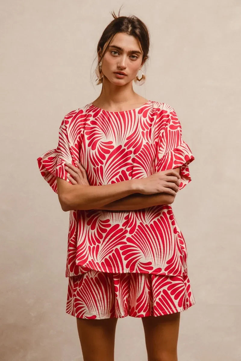 Woven Ruffled Sleeves Top - Eva's Edition