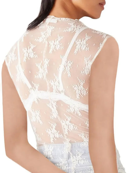 Lace Mock Neck Top - Eva's Edition