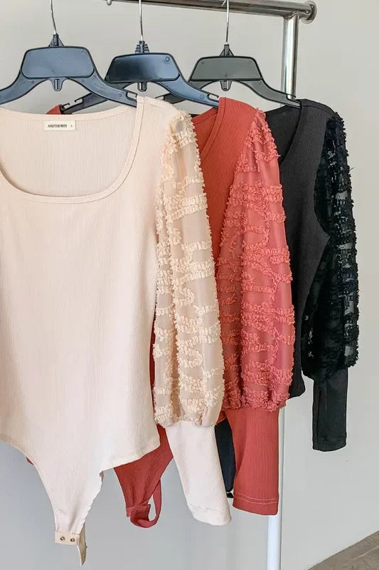 Textured Puff Sleeve Bodysuit - Eva's Edition