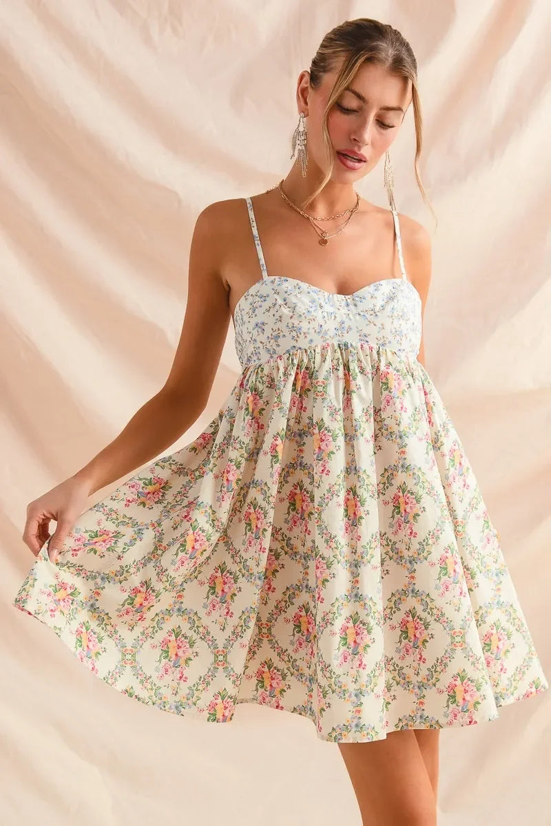 Floral Print Sleeveless Mini Dress - Eva's Edition