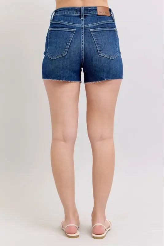 High Waist Criss-Cross Waistband Denim Shorts - Eva's Edition
