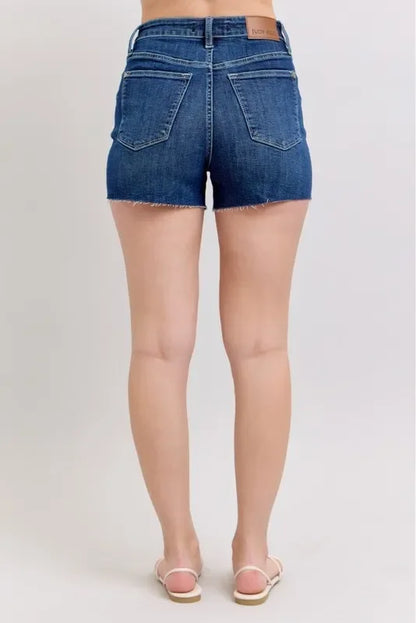 High Waist Criss-Cross Waistband Denim Shorts - Eva's Edition