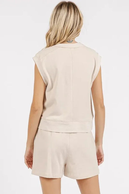 French Terry Crew Neck Top and Shorts Set - Eva's Edition