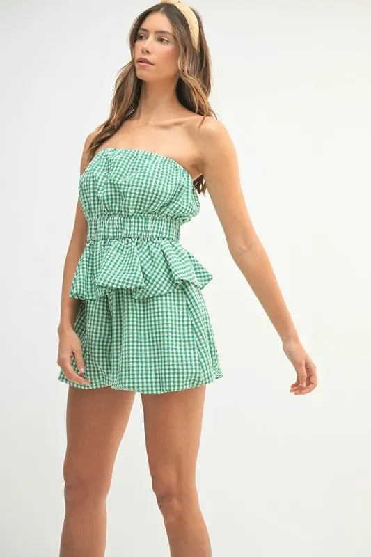Gingham Tube Top and Shorts Set - Eva's Edition