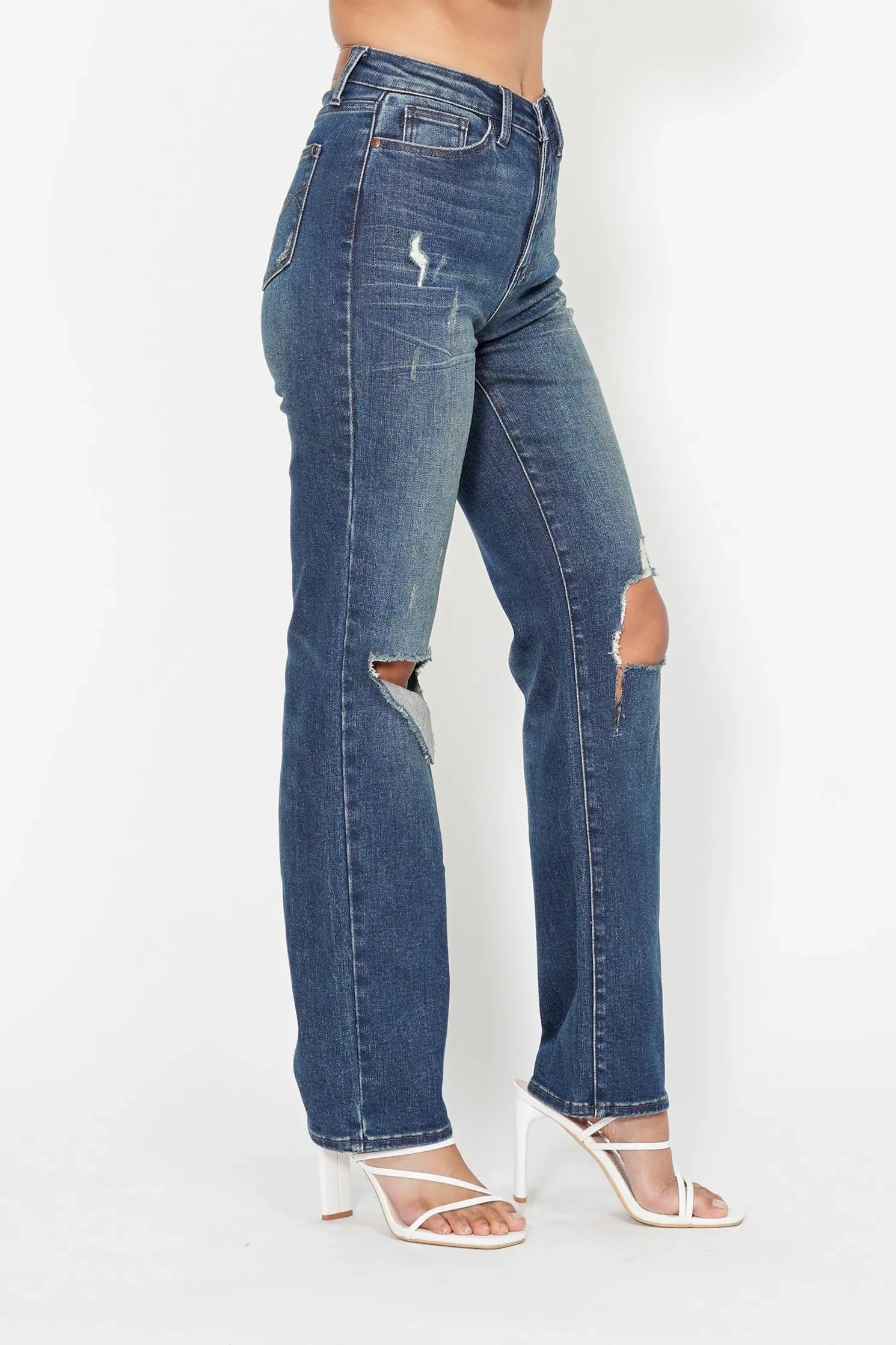 Ripped Knee Dad Jeans Plus Size - Eva's Edition