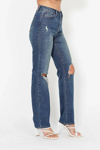 Ripped Knee Dad Jeans Plus Size - Eva's Edition