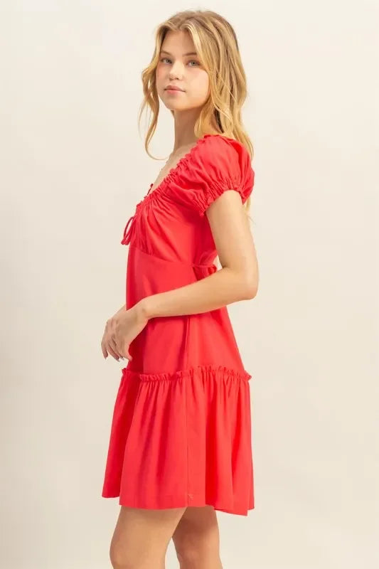 Frill Tiered Short Sleeve Mini Dress - Eva's Edition