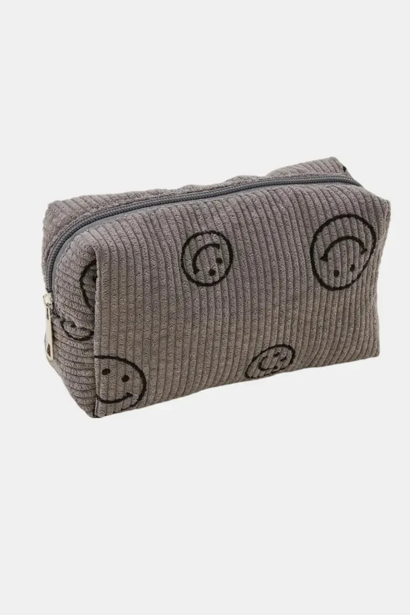 Zenana Smiley Face Corduroy Cosmetic Pouch - Eva's Edition
