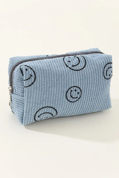 Zenana Smiley Face Corduroy Cosmetic Pouch - Eva's Edition