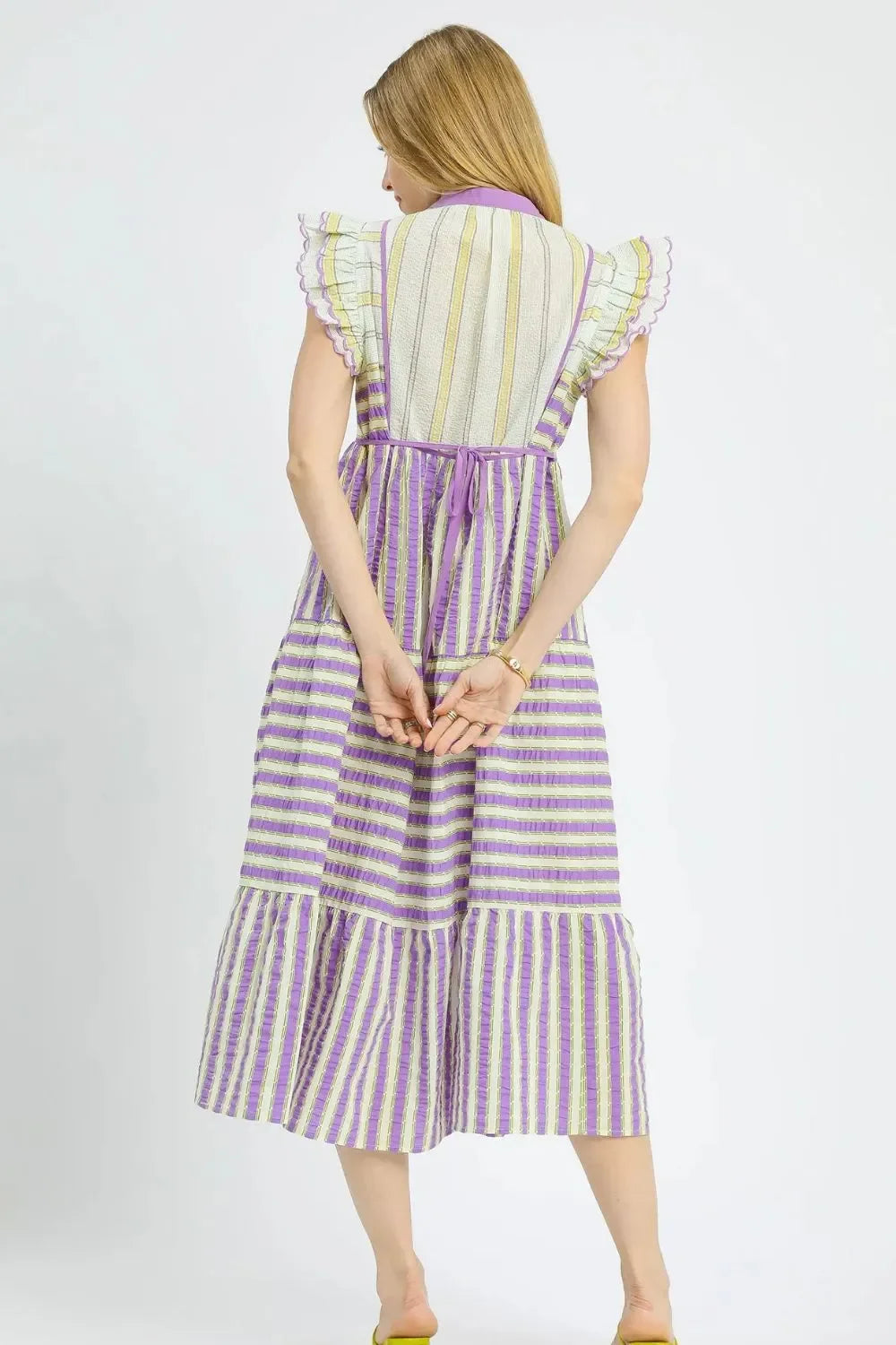 Ruffle Cap Sleeve Midi Dress - Eva's Edition