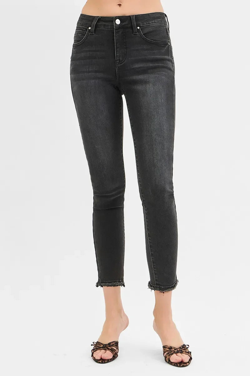 Tummy Control Mid Rise Crop Skinny Jeans Plus Size - Eva's Edition