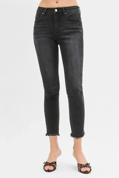 Tummy Control Mid Rise Crop Skinny Jeans Plus Size - Eva's Edition