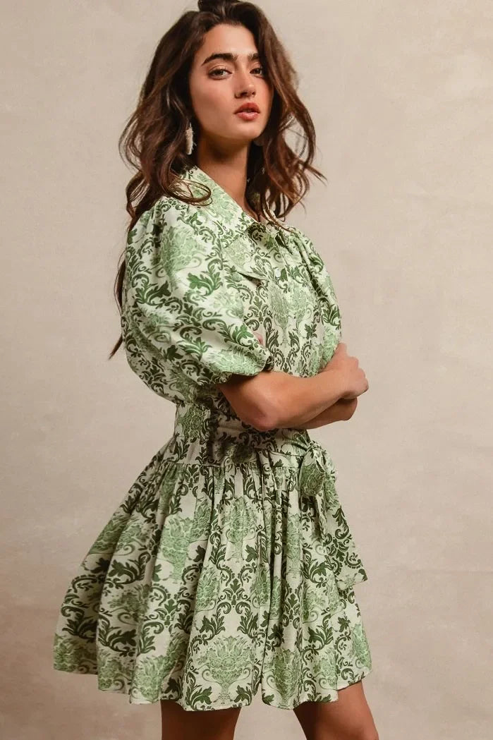 Floral Short Sleeve Mini Shirt Dress - Eva's Edition