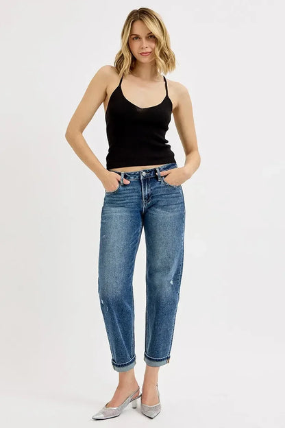 Low Rise Crop Boyfriend Jeans Plus Size - Eva's Edition
