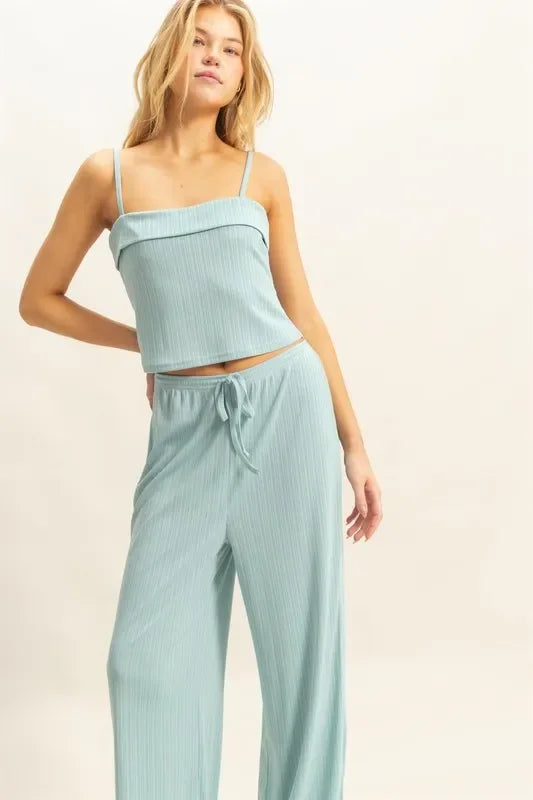 Rib Knit Cami Top and Pants Set - Eva's Edition