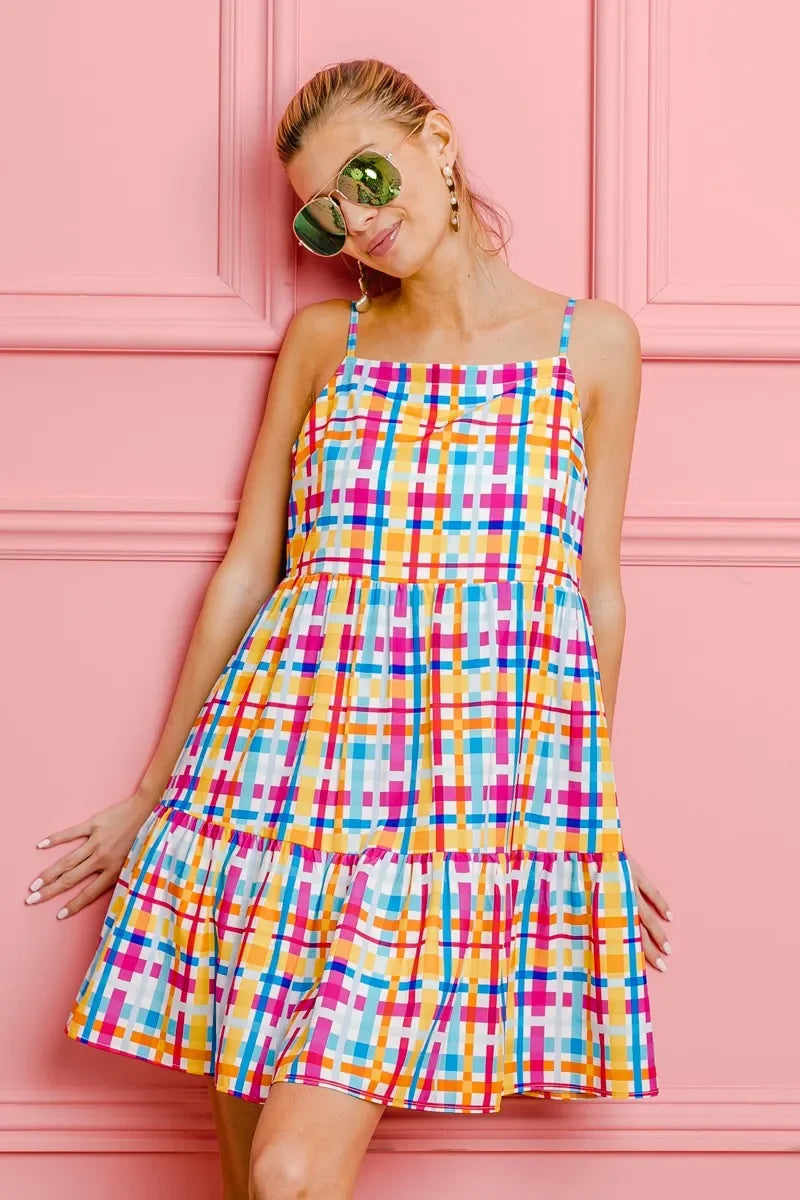 Colorfull Plaid Sleeveless Sun Dress - Eva's Edition