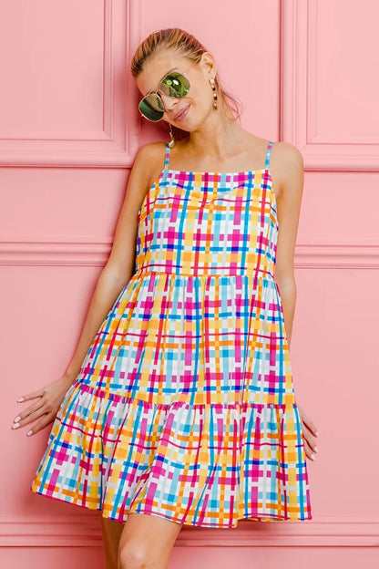 Colorfull Plaid Sleeveless Sun Dress - Eva's Edition
