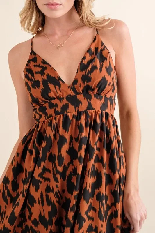 Leopard Print Plunge Maxi Dress - Eva's Edition