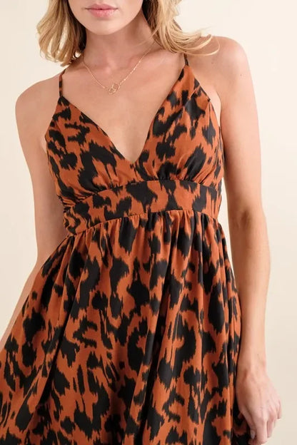 Leopard Print Plunge Maxi Dress - Eva's Edition