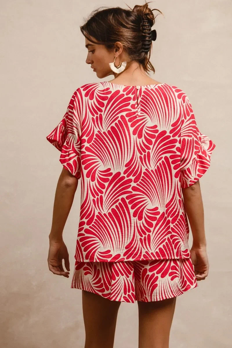 Woven Ruffled Sleeves Top - Eva's Edition