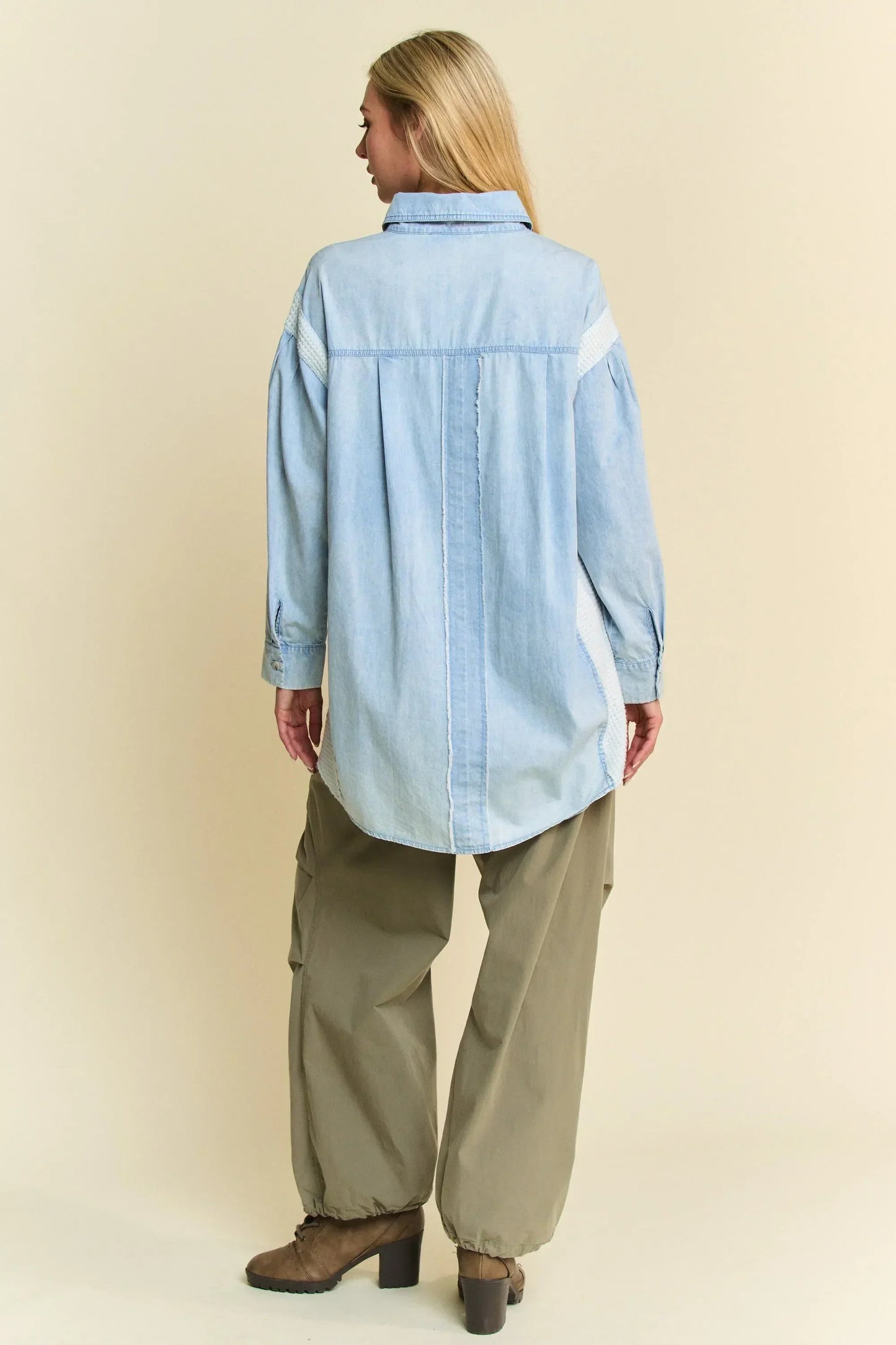 Lightweight Washed Daisy Patch Waffle Knit Shirt - Eva's Edition