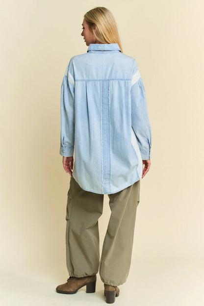 Lightweight Washed Daisy Patch Waffle Knit Shirt - Eva's Edition
