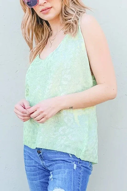 Leopard Foil Print Sleeveless Sweater Top - Eva's Edition