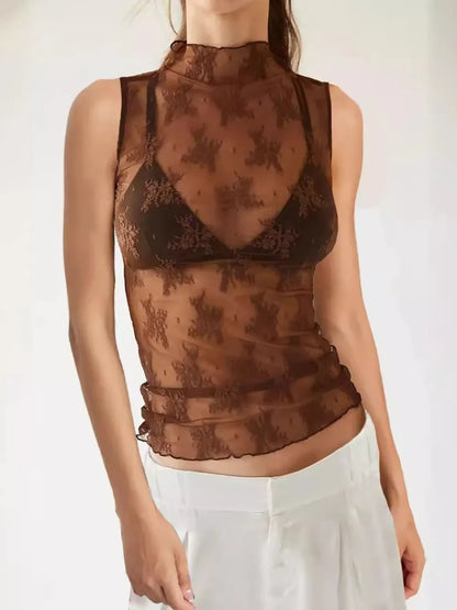 Lace Mock Neck Top - Eva's Edition