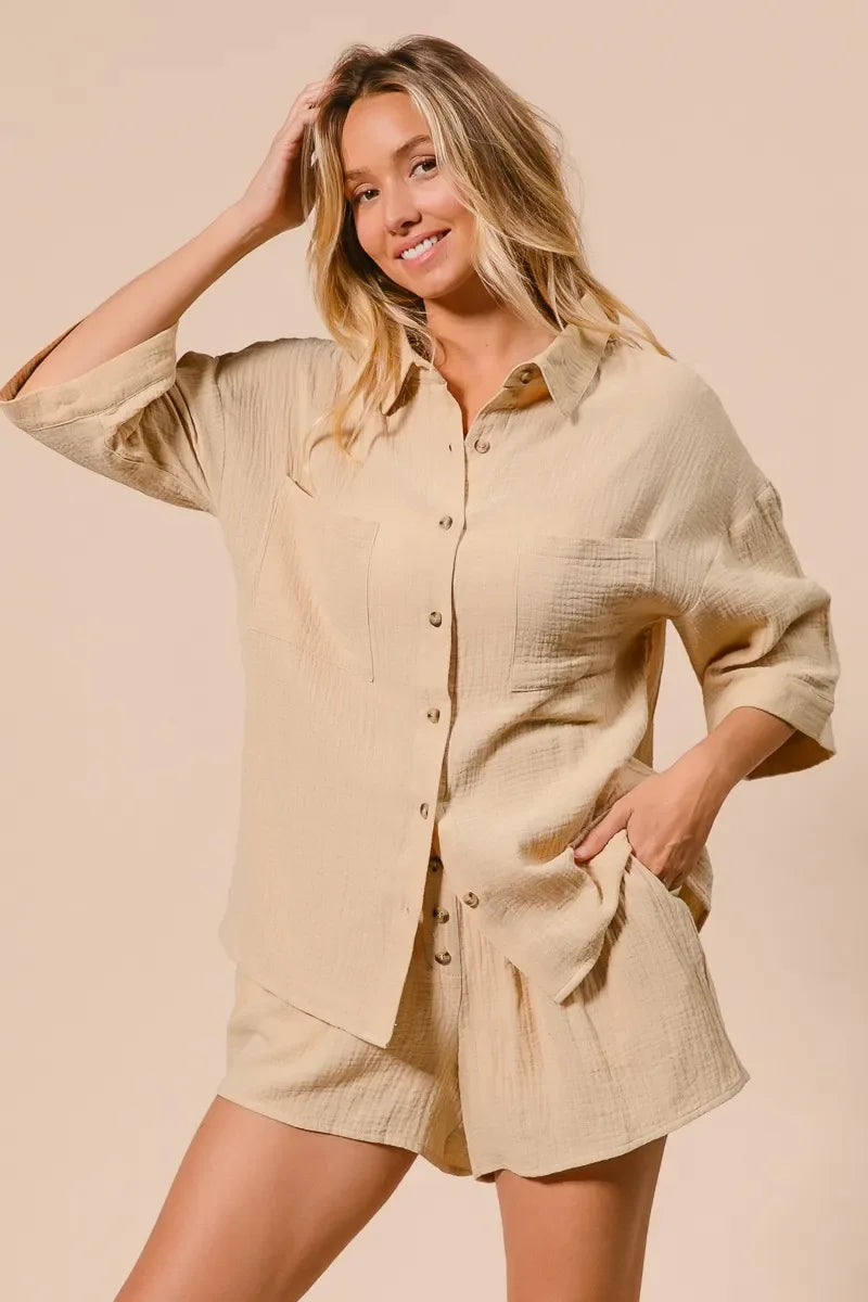 Crinkle Gauze Shirt and Short Set - Eva's Edition