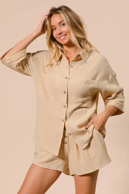 Crinkle Gauze Shirt and Short Set - Eva's Edition