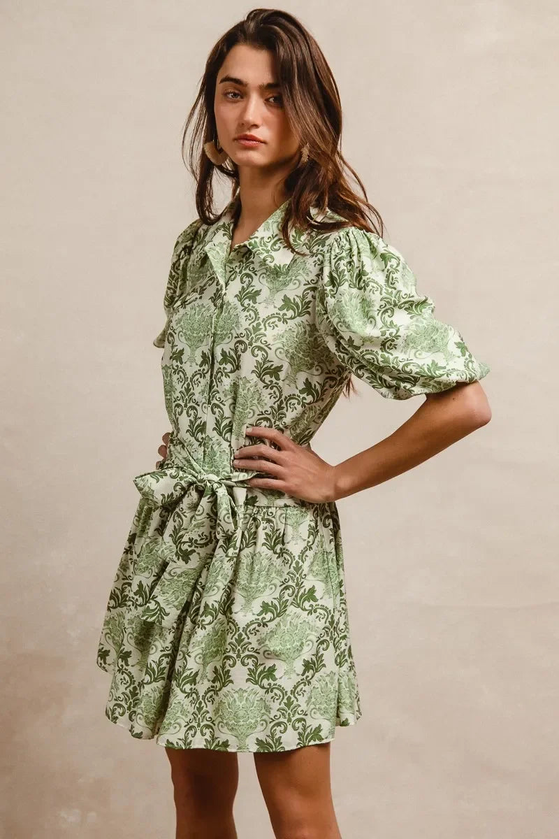 Floral Short Sleeve Mini Shirt Dress - Eva's Edition