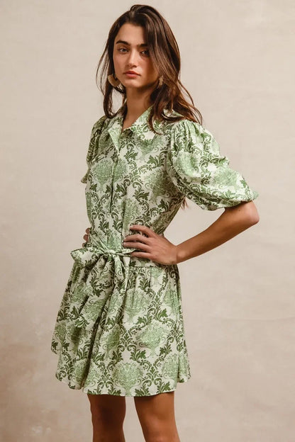 Floral Short Sleeve Mini Shirt Dress - Eva's Edition