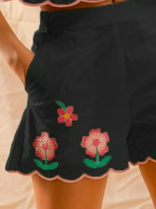 Flower Embroidered Tank Top and Shorts Set - Eva's Edition