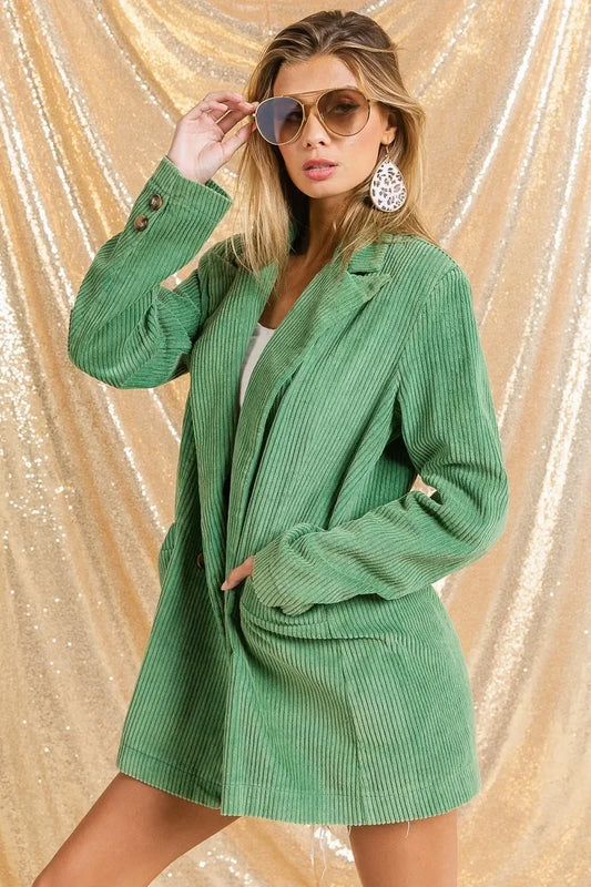 Vintage Washed Peak Lapel Double Breasted Blazer - Eva's Edition