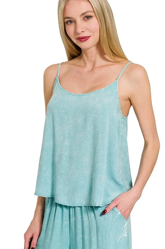 Acid Crinkle Washed Cami & Pants 2 Piece Set - Eva's Edition