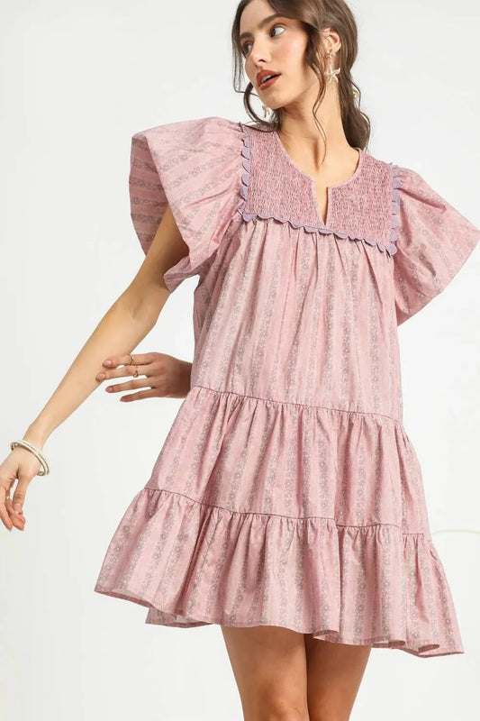 Ruffled Cap Sleeve Tiered Mini Dress - Eva's Edition