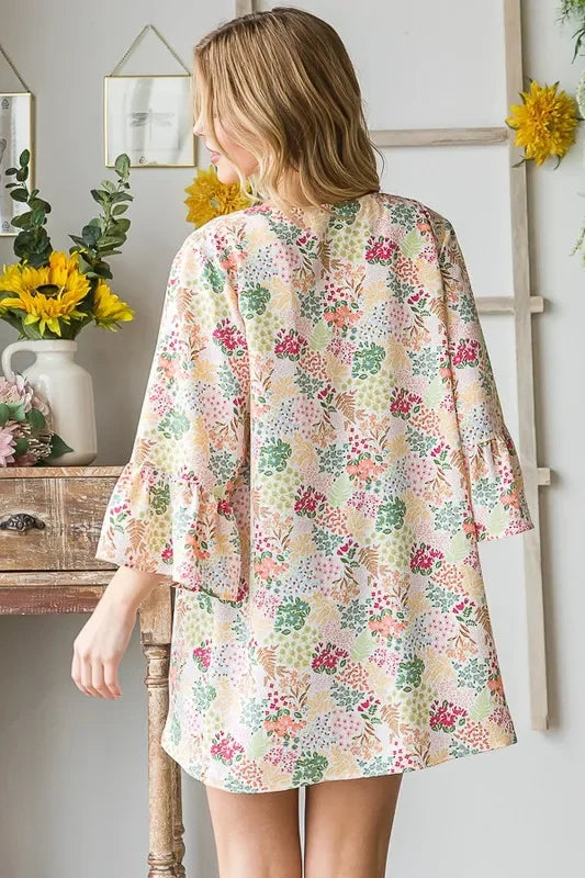 Multi Color Floral Open Cardigan Plus Size - Eva's Edition