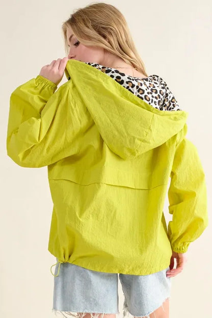Leopard Print Hoodie Zipper Up Pocket Windbreaker - Eva's Edition