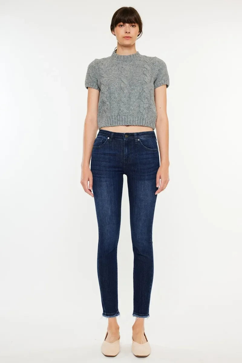 High-Rise Slim Fit Raw Hem Ankle Jeans - Eva's Edition