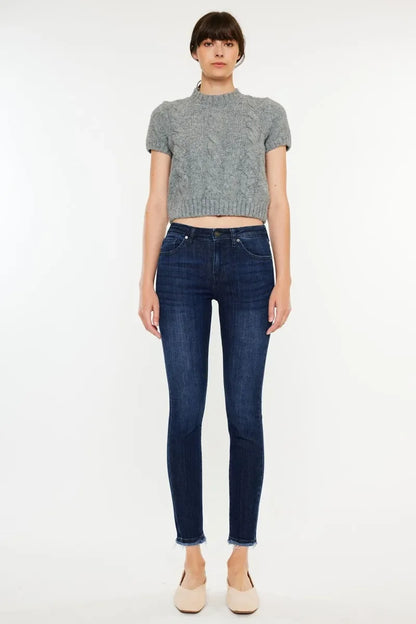 High-Rise Slim Fit Raw Hem Ankle Jeans - Eva's Edition