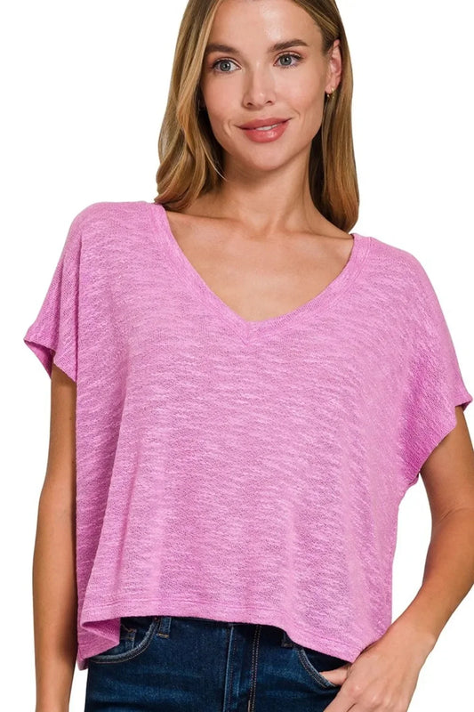 V-neck Drop Shoulder Crop Top - Eva's Edition