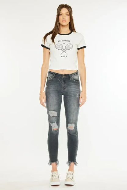 High Rise Distressed Ankle Skinny Jeans - Eva's Edition