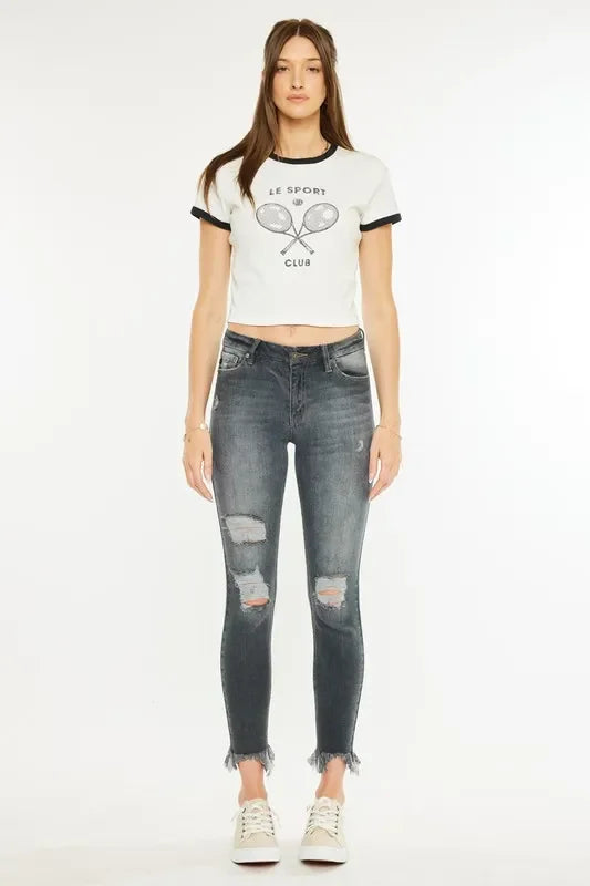 High Rise Distressed Ankle Skinny Jeans - Eva's Edition