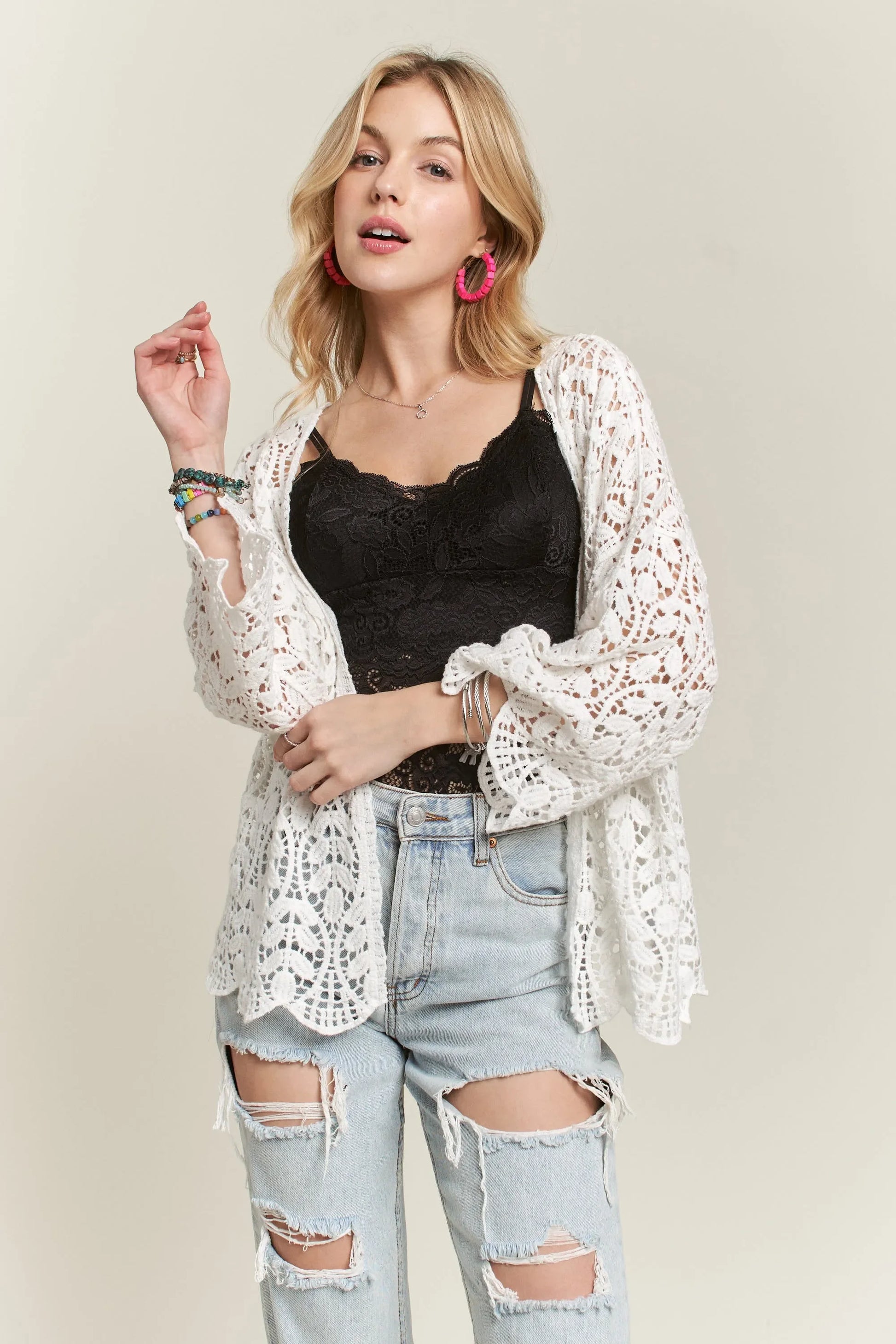 Leaf Pattern Crochet Cardigan - Eva's Edition