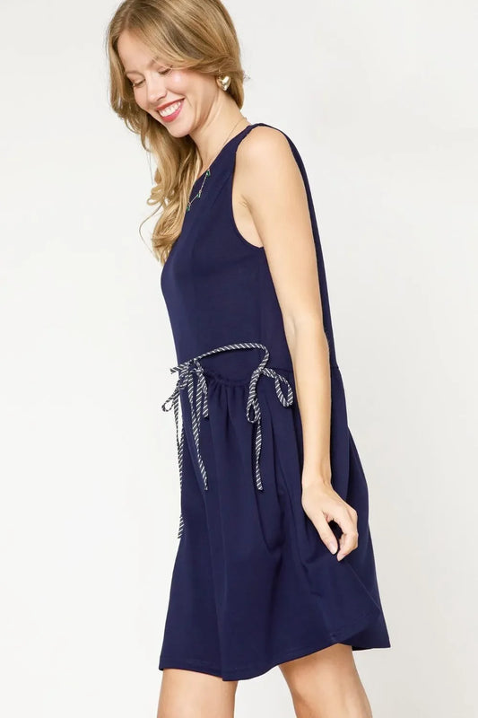 Round Neck Sleeveless Tank Dress with Pockets - Eva's Edition