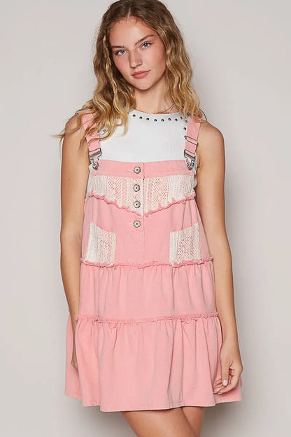 Patchwork Detail Denim Overall Dress - Eva's Edition