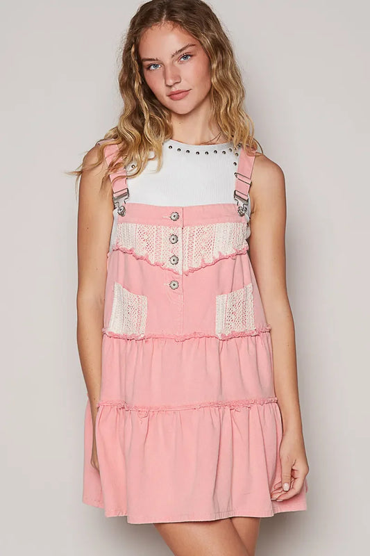 Patchwork Detail Denim Overall Dress - Eva's Edition