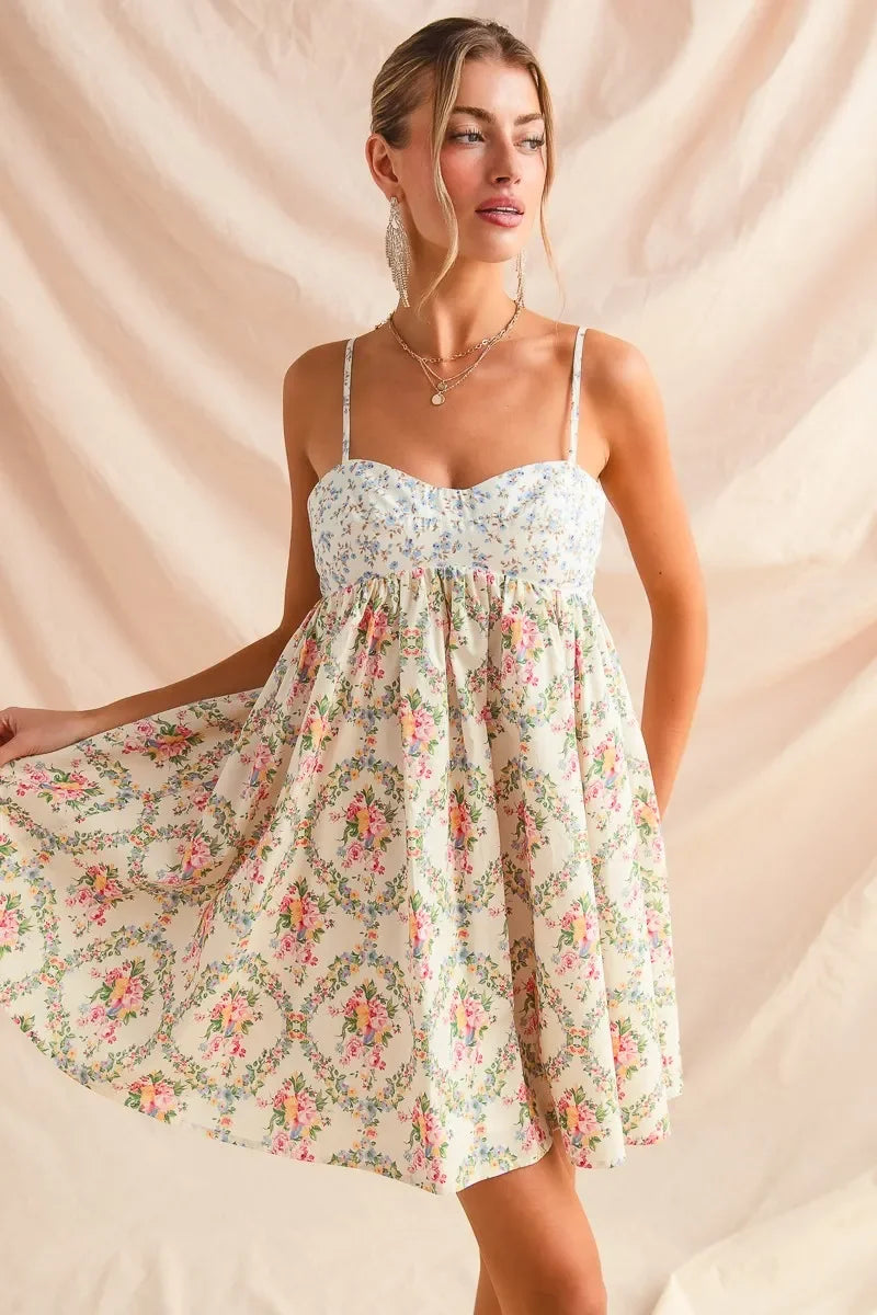 Floral Print Sleeveless Mini Dress - Eva's Edition